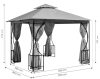 Kerti pavilon 3x3 m szúnyoghálóval szürke