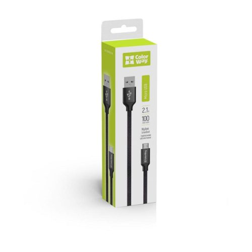COLORWAY Kábel, USB MicroUSB 1m 2.1A black (CW-CBUM002-BK)