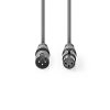Nedis COTH15010GY15 félprofi XLR audio kábel, XLR dugó - aljzat, 1.5m, rugalmas
