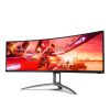 AOC Ívelt Gaming 165Hz monitor 48,8" AG493UCX2, 5120x1440 32:9, 400cd/m2, 1ms, HDMIx3/DisplayPort/USBx3