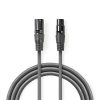 Nedis COTH15012GY15 DMX adapter kábel, XLR 3 tűs dugó, XLR 3 tűs anya,  Nikkelezett, 1,5 m,  kerek, PVC, Sötétszürke