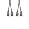 Nedis COTH24200GY15 sztereo audio kábel, 2x RCA dugó,  2x RCA dugó, Nikkelezett,  1,50 m, rugalmas