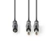 Nedis COTH23200GY30 félprofi audio kábel, 3,5mm sztero jack dugó - 2 x 6,35mm mono jack dugó, 3m, rugalmas