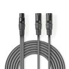 Nedis COTH15020GY15 félprofi XLR audio kábel, XLR 3p aljzat - 2 x XLR 3p dugó, 1.5m, rugalmas