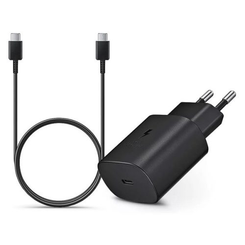 Samsung gyári hálózati töltő adapter Type-C bemenet 1 m-es Type-C kábel  25W  EPTA800EBE  EPDA705BBE  fekete ECO csom
