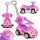 Ride-on autó tolóautó 3 az 1-ben deluxe fogantyúval és zenélő panellel rózsaszín