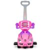 Ride-on autó tolóautó 3 az 1-ben deluxe fogantyúval és zenélő panellel rózsaszín