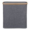 Noto szennyeskosár, bambusz, textil, sötétszürke, 54x33x54 cm