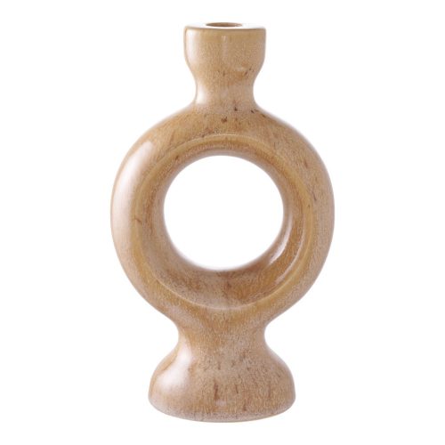 Gyertyatartó, kerámia, barna 13,5x8,8x23,4 cm
