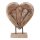 Almada Dekorációs szív teak fából, natúr, h30 cm