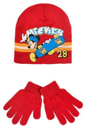 Disney Mickey Skate Red gyerek sapka + kesztyű szett 54 cm