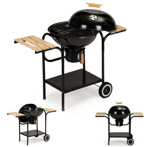 Gömb alakú görgős faszenes grill hamutartóval