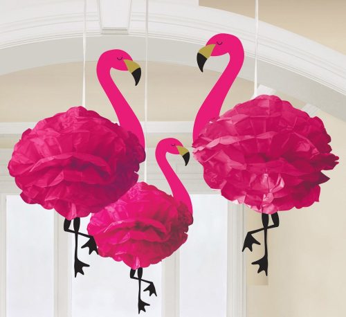 Flamingó Pink függő dekoráció 3 db-os