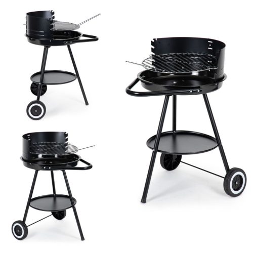 Görgős kerti grill állítható rácsmagassággal