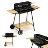 Téglalap alakú görgős faszenes grill állítható ráccsal