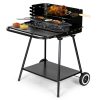 Görgős kerti grill állítható rácsmagassággal + két polccal