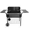 Görgős faszenes kerti grill állítható rácsmagassággal